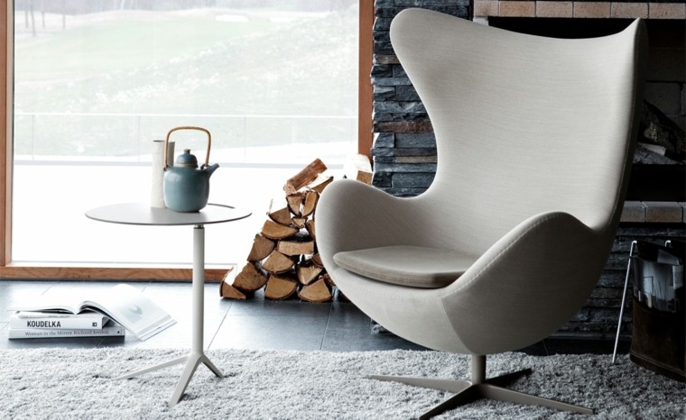 fauteuil blanc design jacobsen tapis de sol blanc egg chair