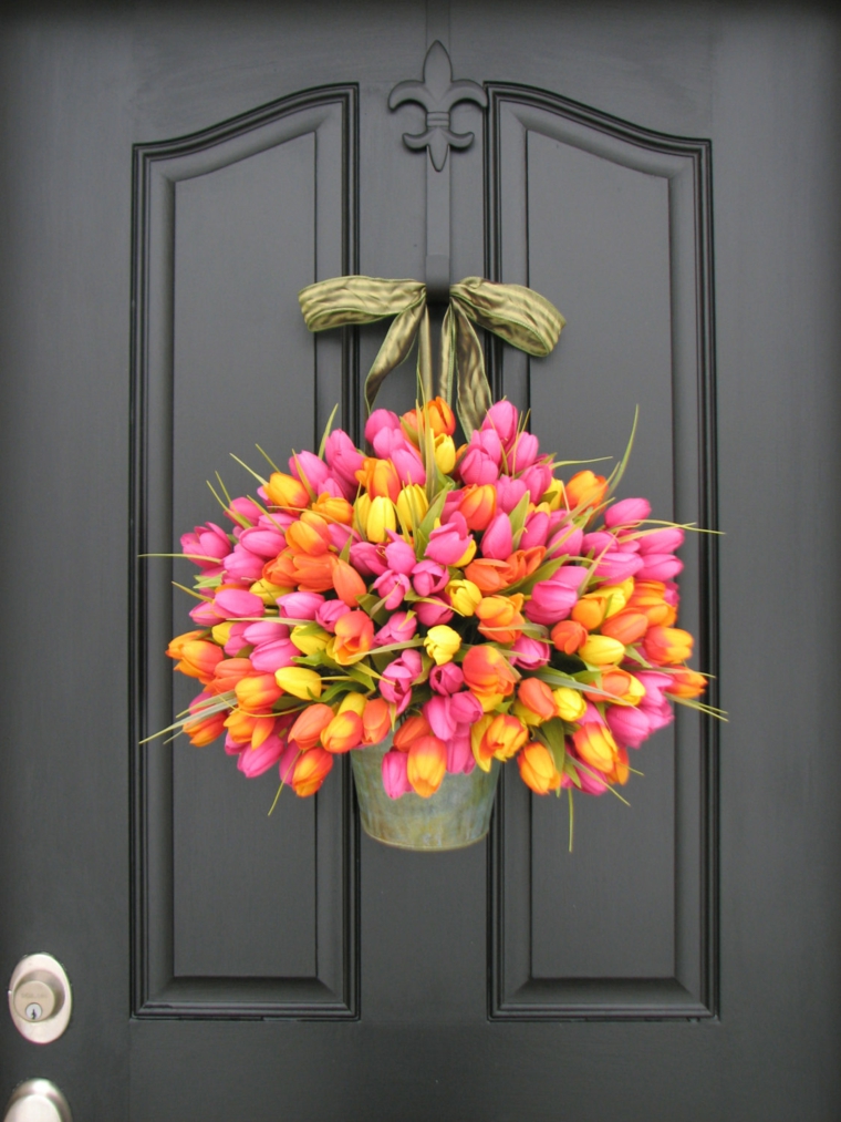 decoration fleurs originale porte