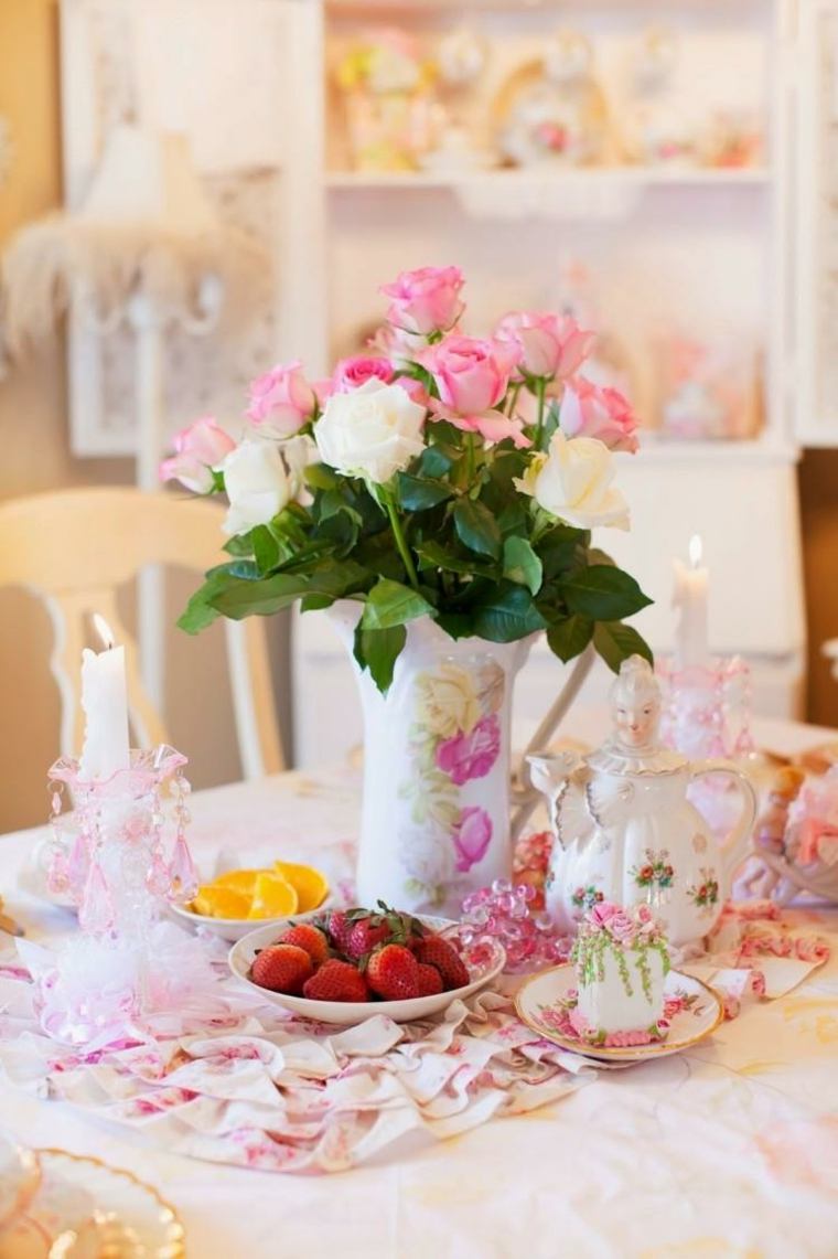 déco table printemps roses