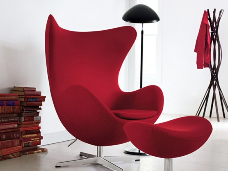 chaise oeuf rouge repose-pieds design fauteuil moderne 