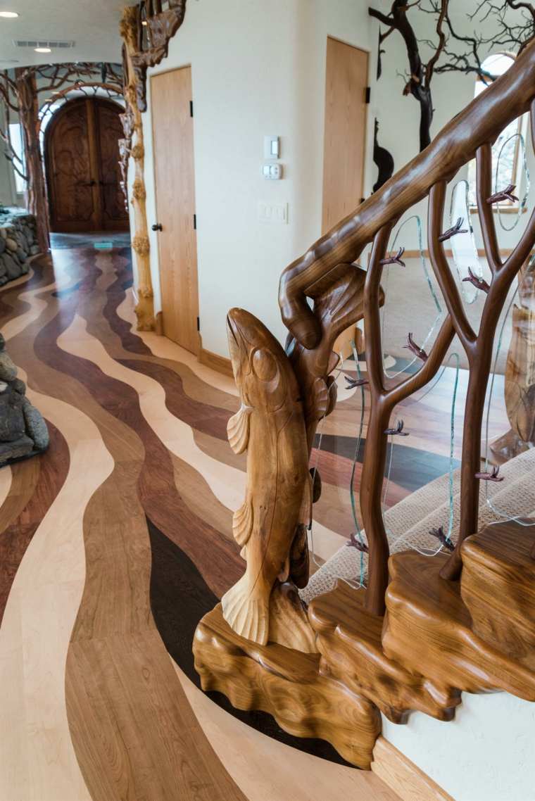 escalier en bois maison original intérieur tendance moderne