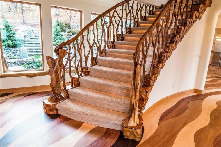 escalier en bois design intérieur maison tendance