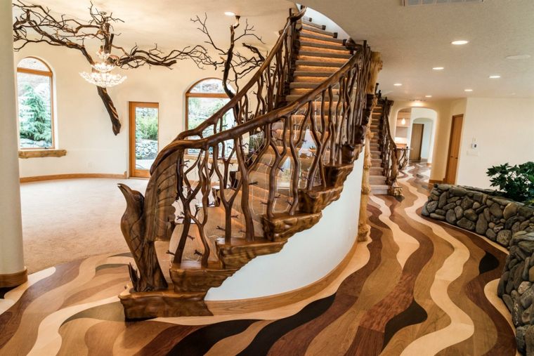 escalier en bois design arbre tendance moderne