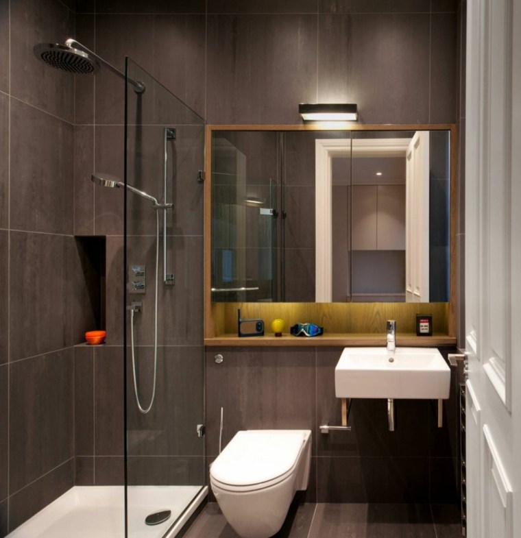 mini salle de bain-noir blanc revetement sol et mur