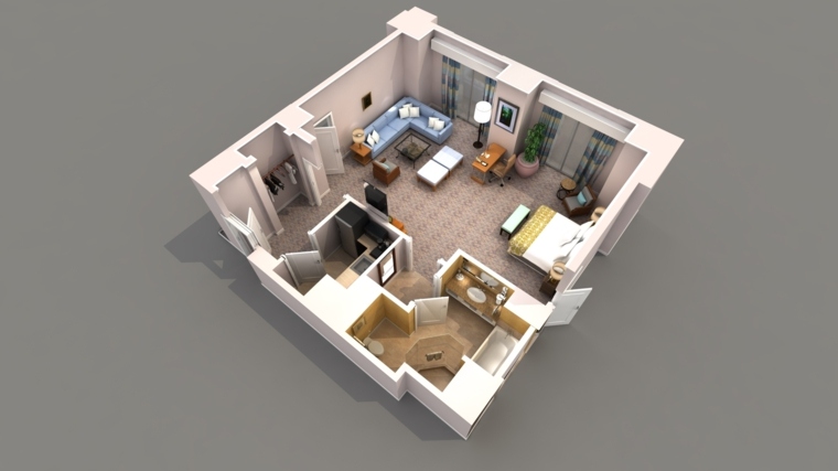 plan appartement 3d studio compact
