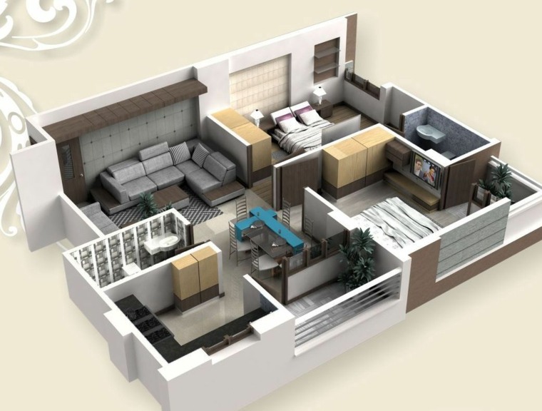 plan maison 3d appartement une piece