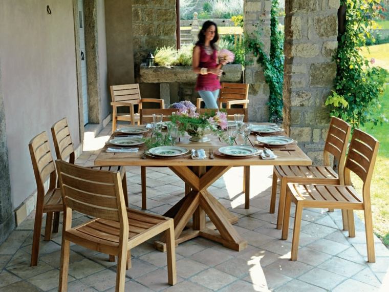 table de jardin bois design mobilier de terrasse design