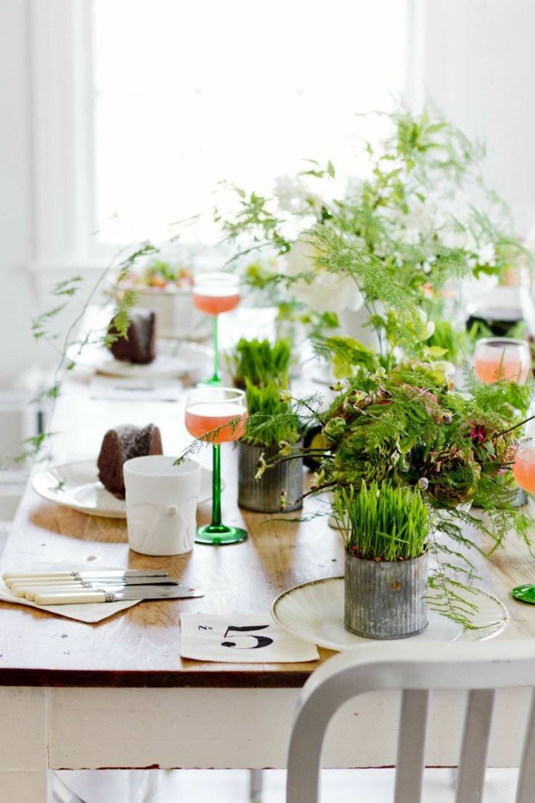 table printemps décoration verdure plante fraiche idées