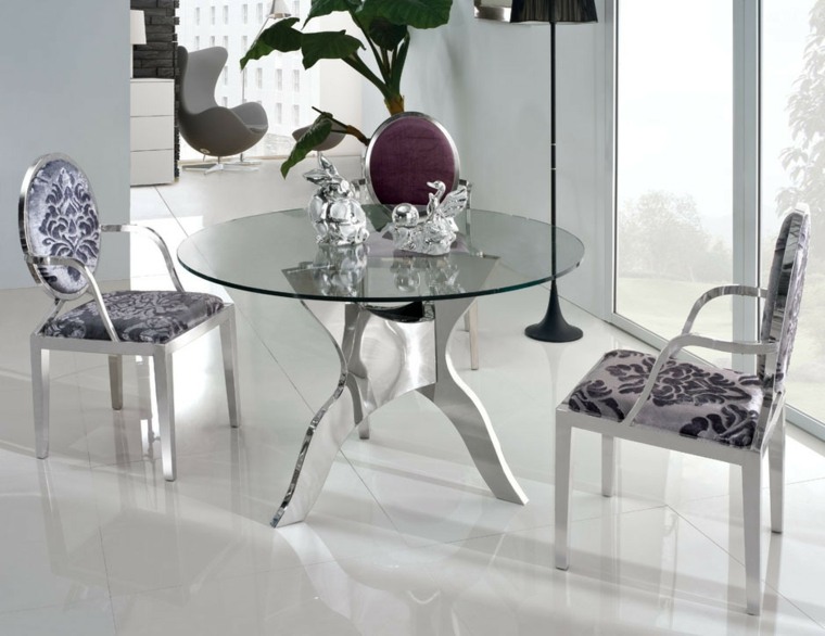 salon meuble table ronde verre