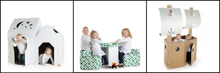 cabane en carton diy enfant idée moderne table chaise carton