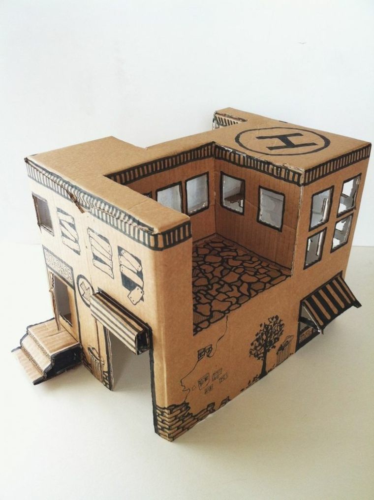 cabane carton enfant diy idée original maison enfants