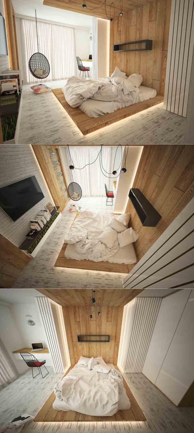 luminaire chambre suspension idée lit fauteuil intérieur mur bois parquet design idée mobilier
