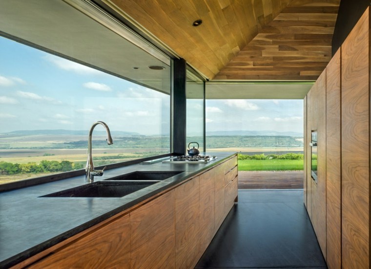 grande maison design bois cuisine moderne design idée 