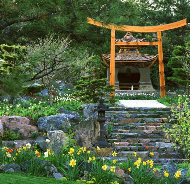 escalier design jardin japonais