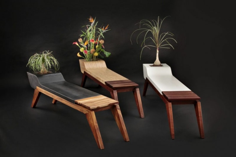 banc en bois idée planteur mobilier original design planter idée 