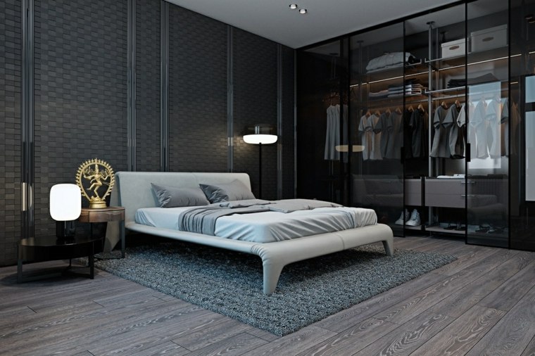 chambre à coucher design dressing lit tête de lit tapis de sol 