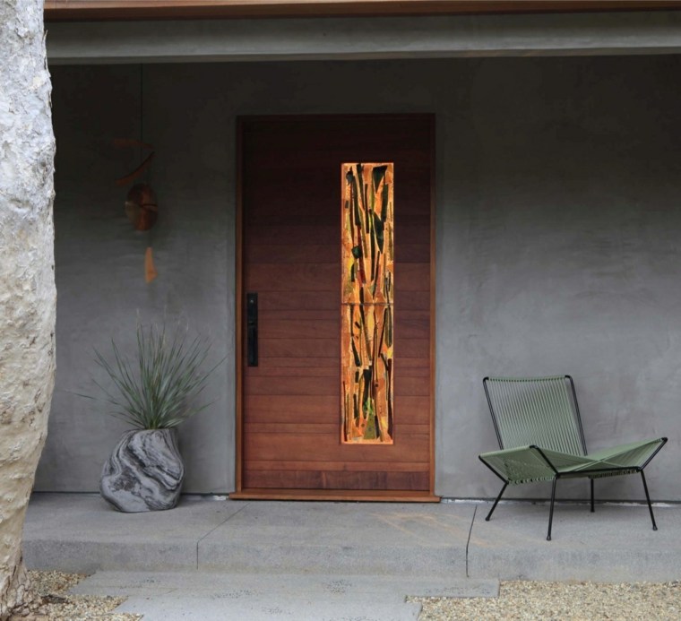porte d'entrée intérieur scandinave style design bois porte déco idée chaise extérieure 