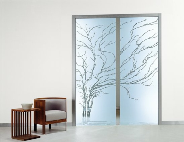 superbes portes verre imprimé motif arbre par albero