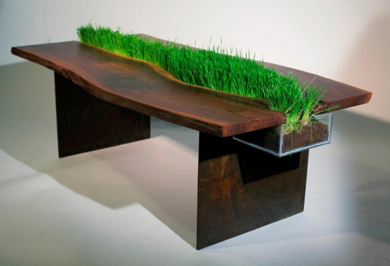 table en bois jardiniere idée plantes intérieur