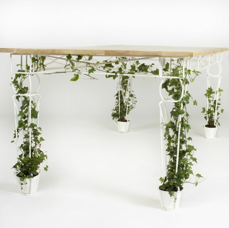 table planteur design bois meuble pour plantes design futuriste 