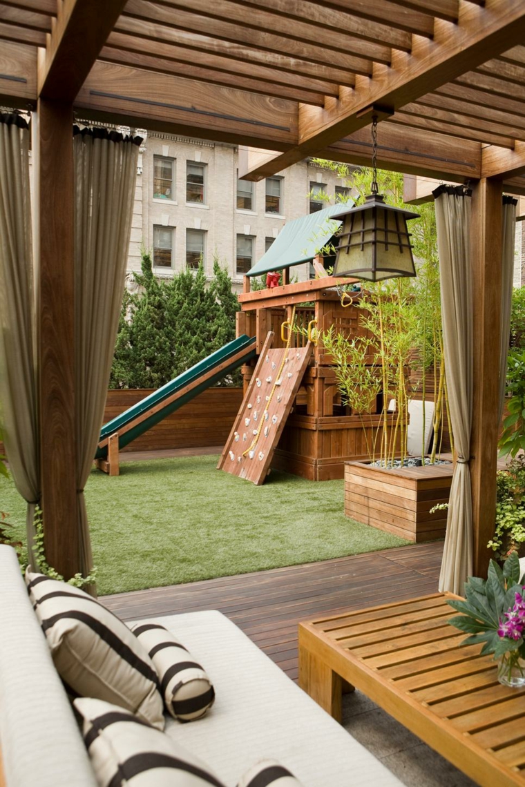 faire une aire de jeux bois structure jardin enfant
