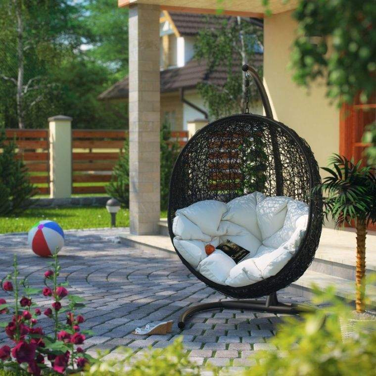 idee chaise suspendue jardin deco terrasse