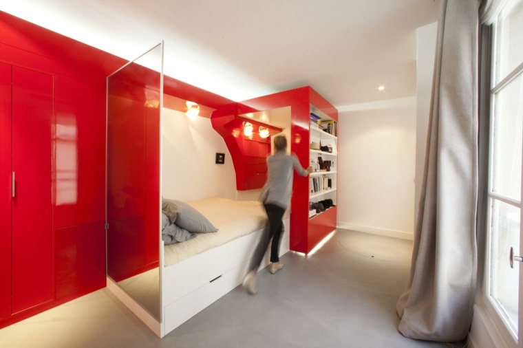 mini studio red nest design idée aménager petit espace moderne