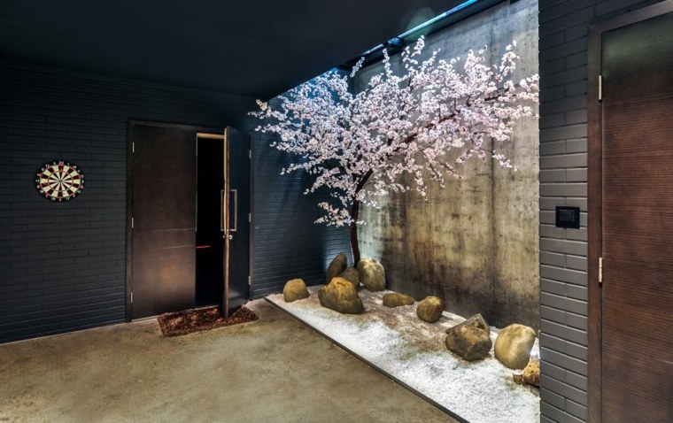 décoration intérieure japonaise idée arbre fleuri design pierres