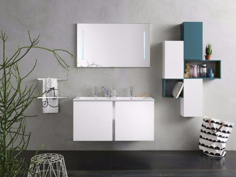 meuble salle de bain miroir idée mur aménager espace design