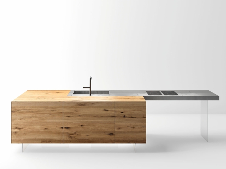 plan de travail de cuisine en bois design table acier design