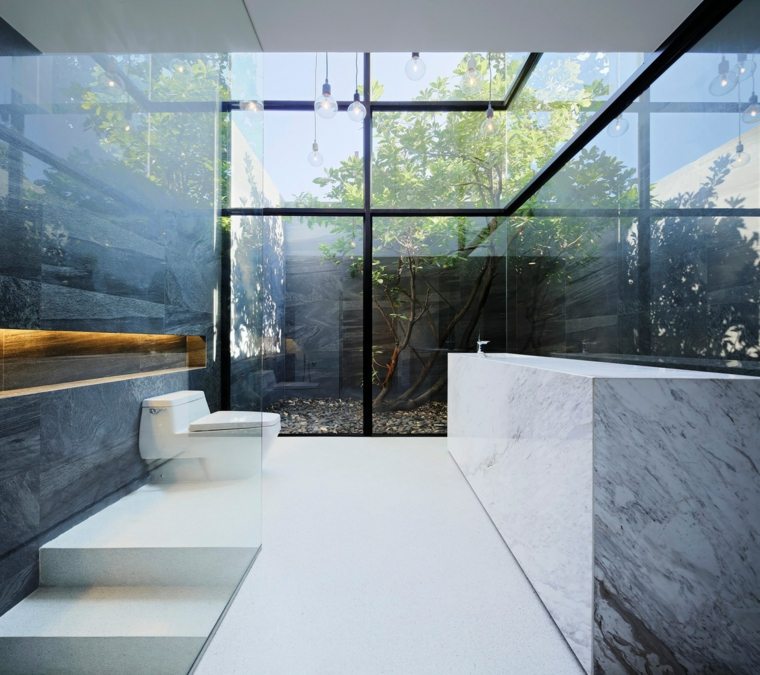 salle de bain de luxe donne sur cour intérieure