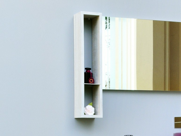 meuble en bois mur design miroir idée moderne 