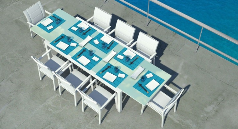 tables de jardin design chaise moderne aménager extérieur piscine