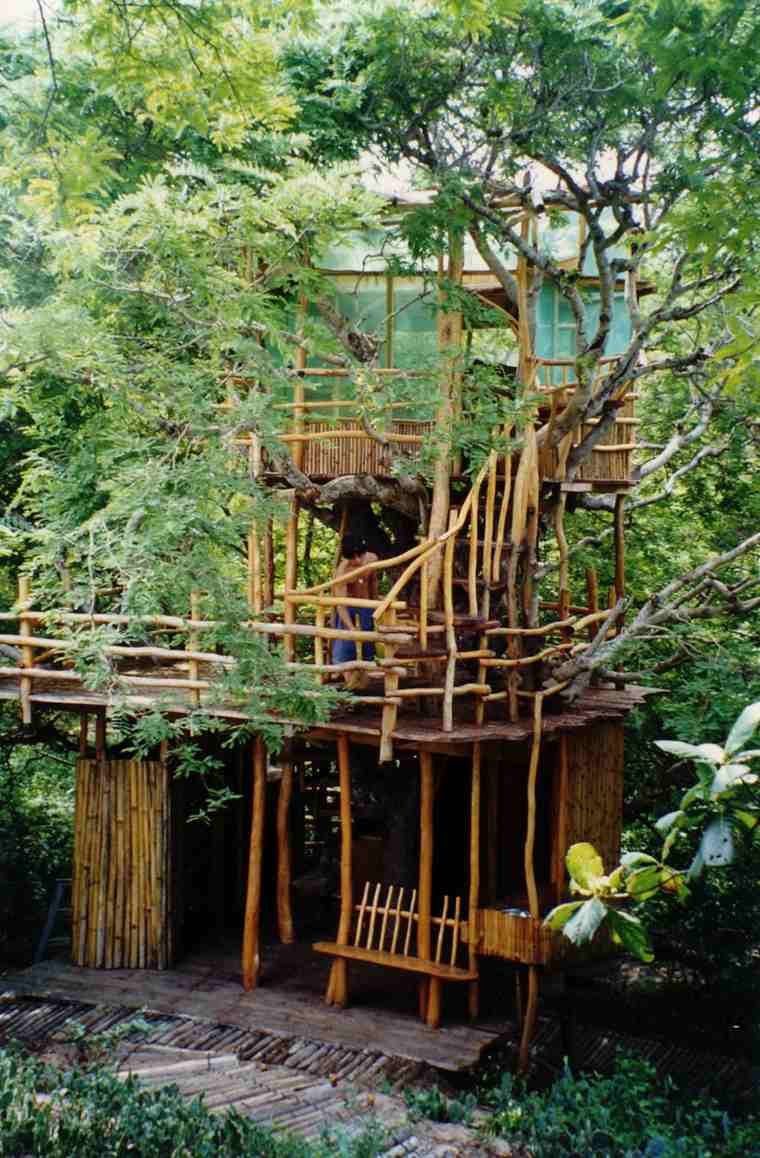 cabane jardin arbres exterieur bois