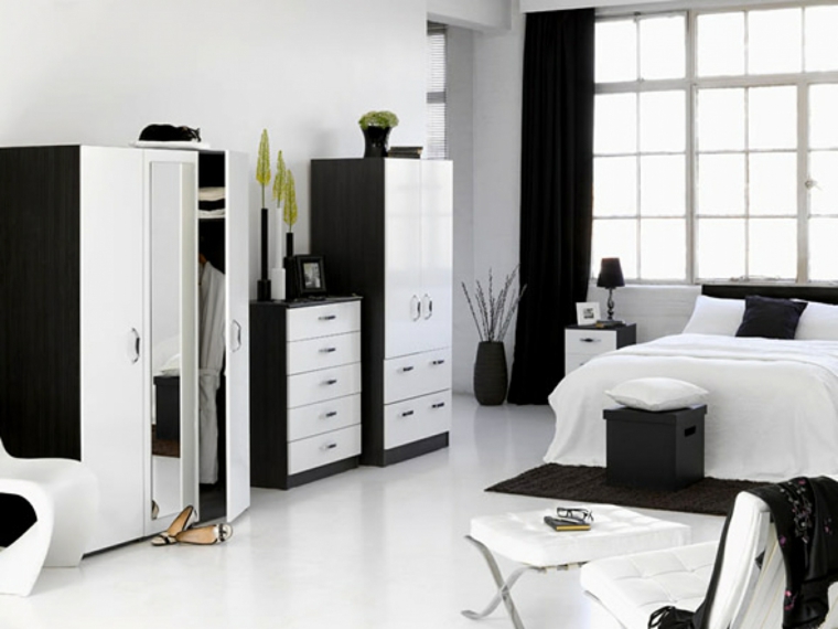 déco noir et blanc chambre style moderne
