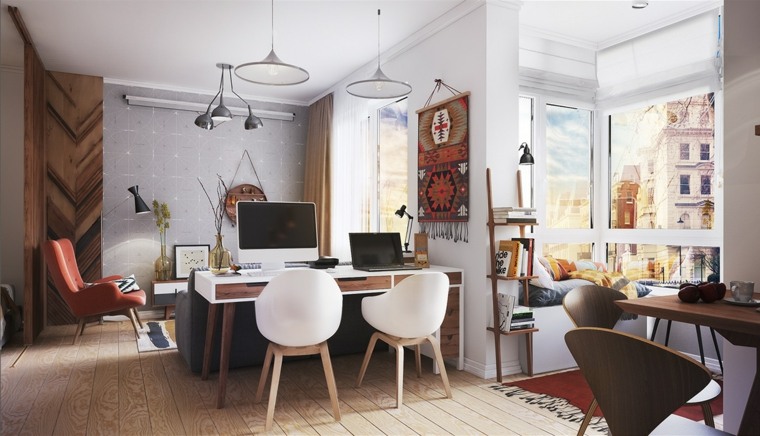 Aménager un petit appartement idée salon chaise design