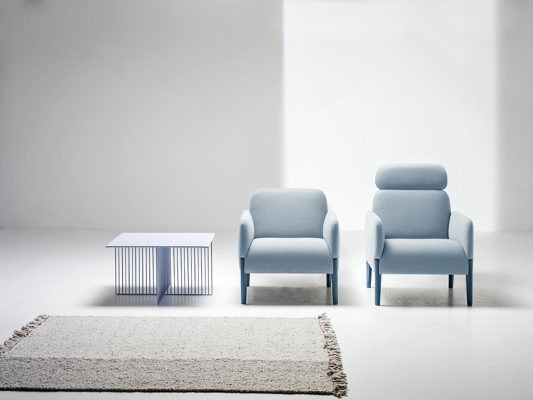 fauteuil design moderne aménager salon tapis sol gris 