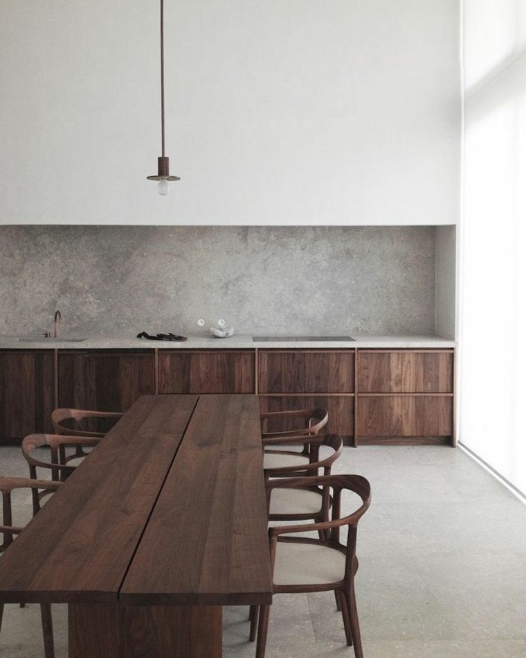 intérieurs modernes cuisine beton meubles bois