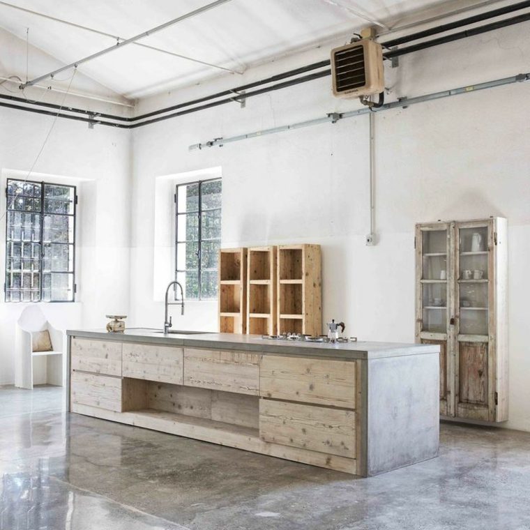 intérieurs modernes design cuisine bois beton