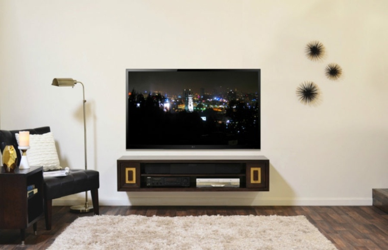 meuble de télé avec rangement bois
