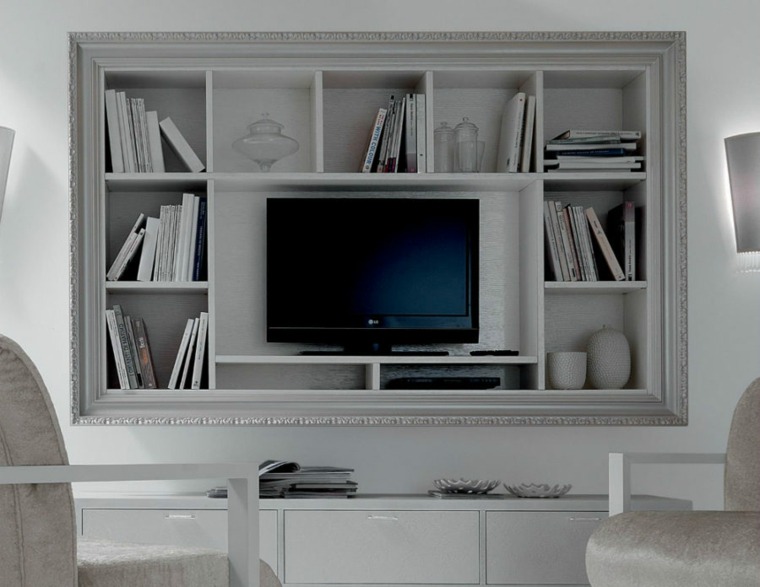 meuble de télé suspendu mural blanc