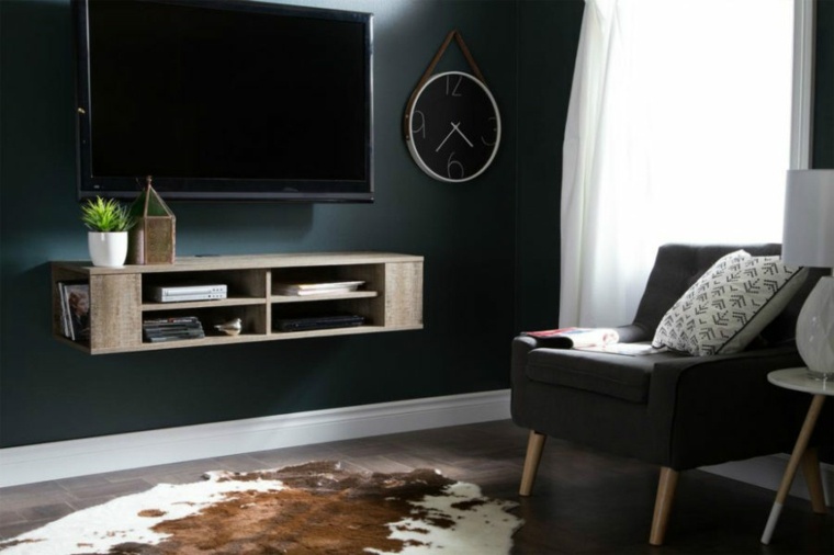 meuble télé suspendu bois clair