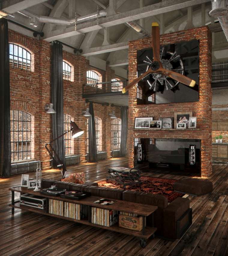 loft contemporain aménager espace design idée meuble salon bois 