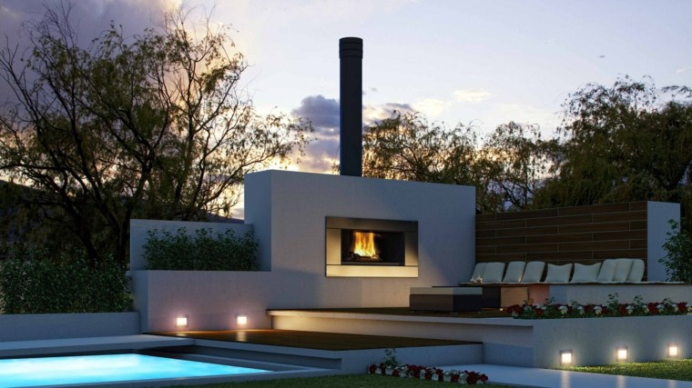 superbe terrasse romantique avec cheminée d'extérieur