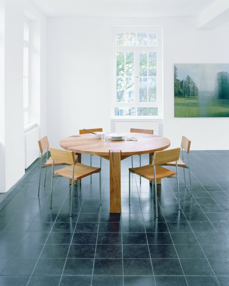 table ronde chaises bois design moderne