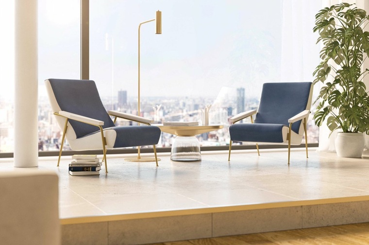 salon design fauteuil aménager moderne table basse parquet bois gris