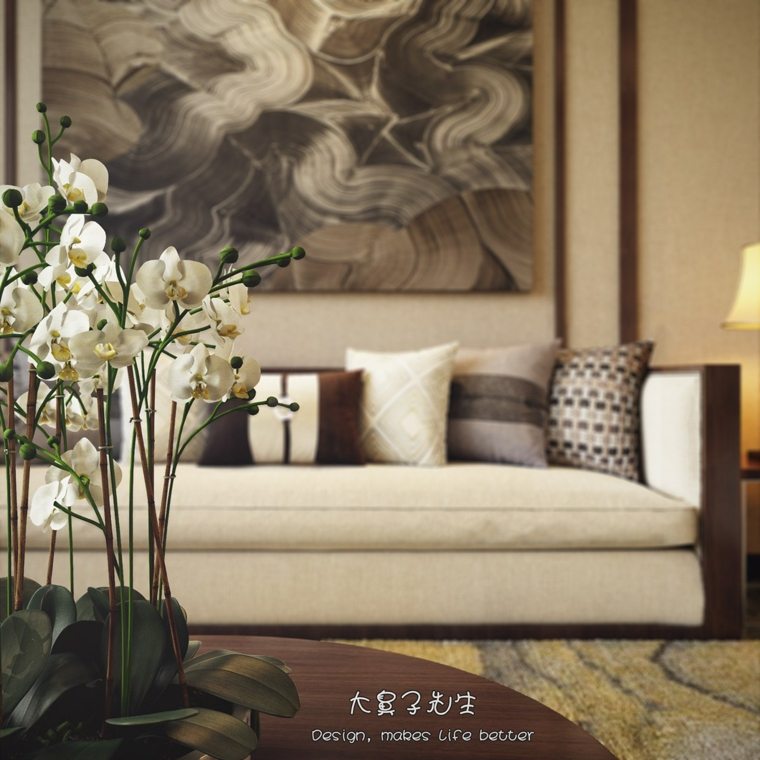 intérieur moderne avec orchidées