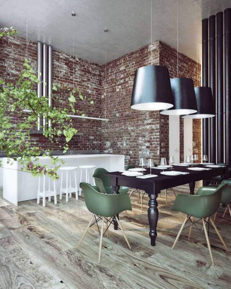 chaises eames design intérieur moderne parquet cuisine ouverte