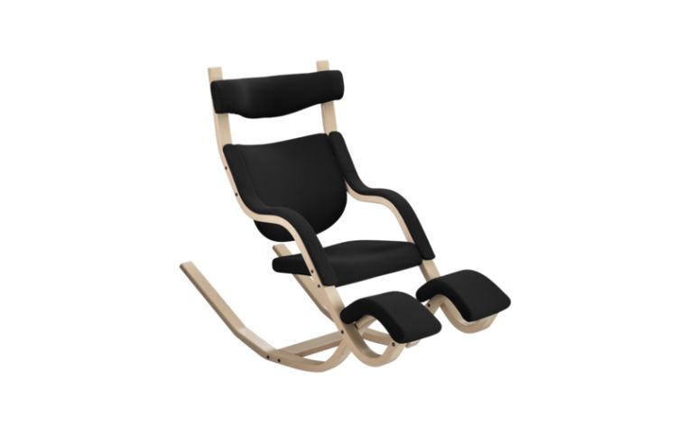 chaise relaxation fauteuil noir et bois