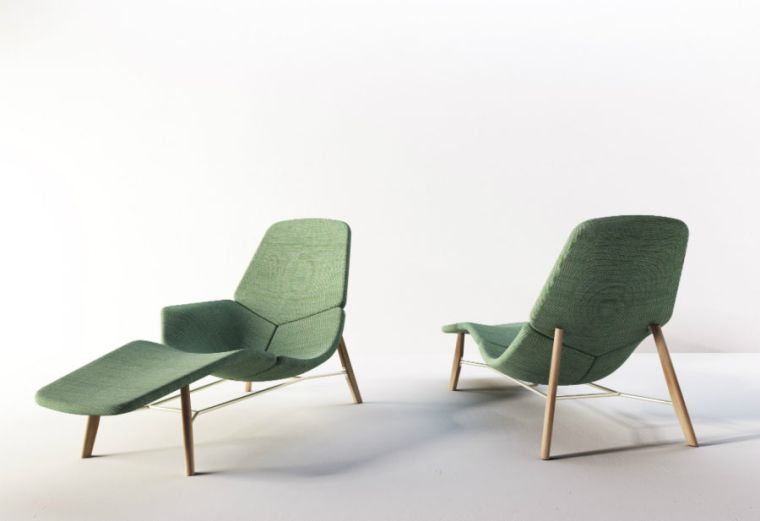 chaises bois textile verte interieur